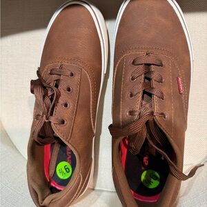 Brown Suede Sneakers with White Sole